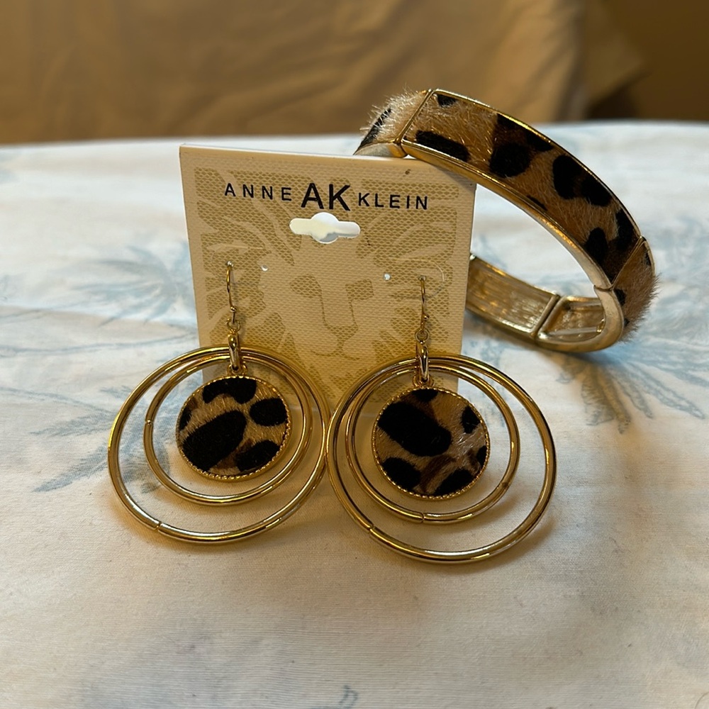 Anne Klein Animal Print Earrings with Bracelet
